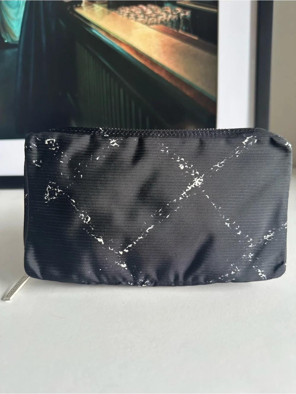 CHANEL Vintage Travel Line Jewelry Case Pouch Black Nylon Zip Organizer A11824